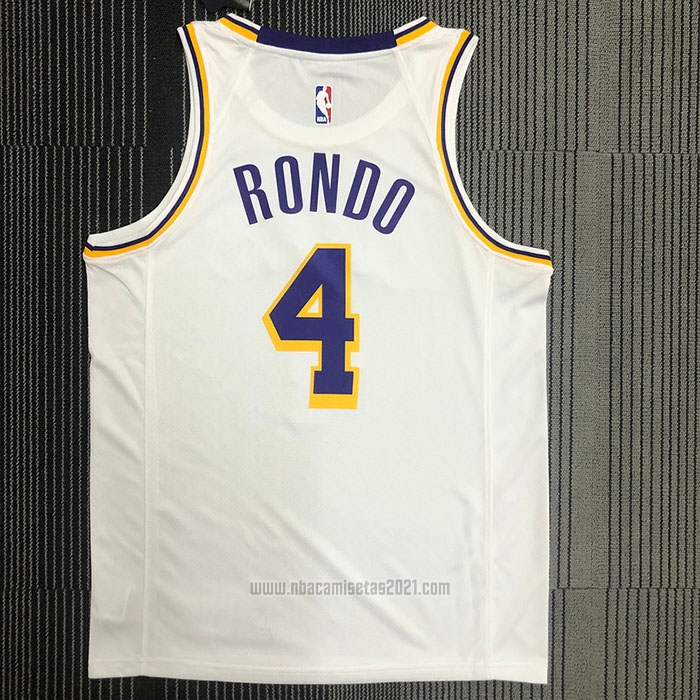 Camiseta Los Angeles Lakers Rajon Rondo #4 Association 2021-22 Blanco
